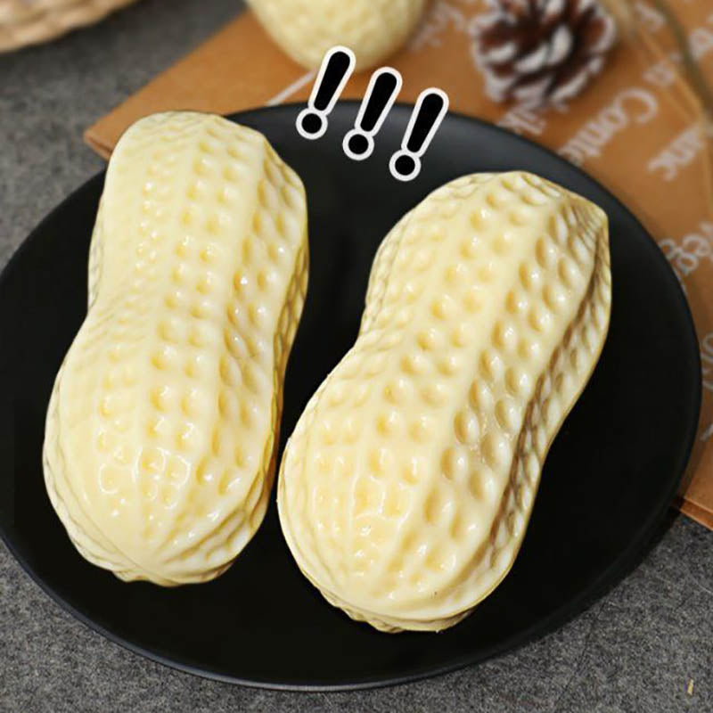 Squeaky Peanut Dog Chew Toy - Bite Resistant Natural Rubber Toy for Small & Medium Dogs