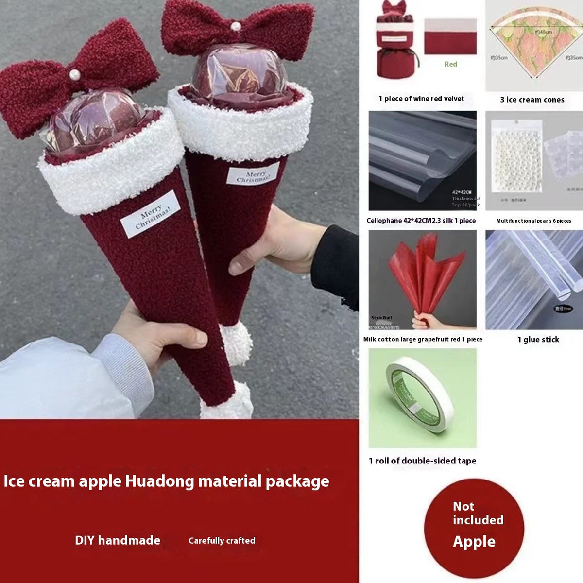 Christmas Gift Eve Single Bow Fruit Bouquet | Xmas Holiday Decor