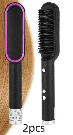 New 2-in-1 Hair Straightener Hot Comb Negative Ion Curling Tong