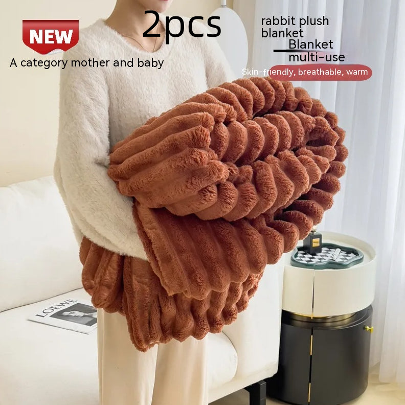 Soft Bubble Velvet Blanket - Warm Solid Color Throw