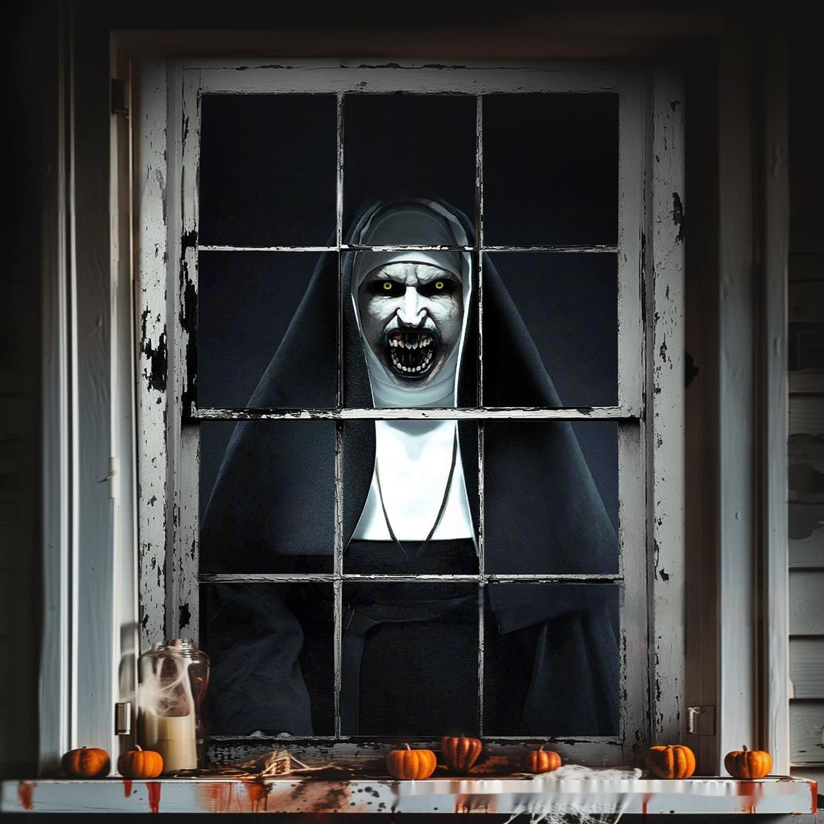 3D Holiday Halloween Horror Witch Window Cover Family Party Decoration