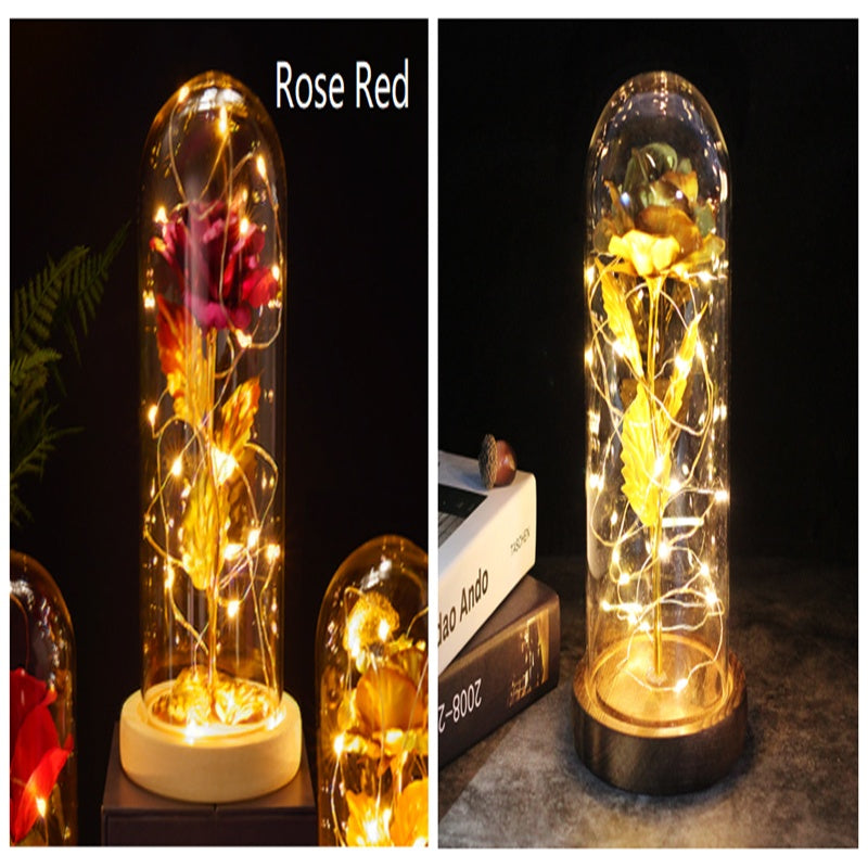 Little Prince Rose in Glass Dome - Eternal Flower LED Gift