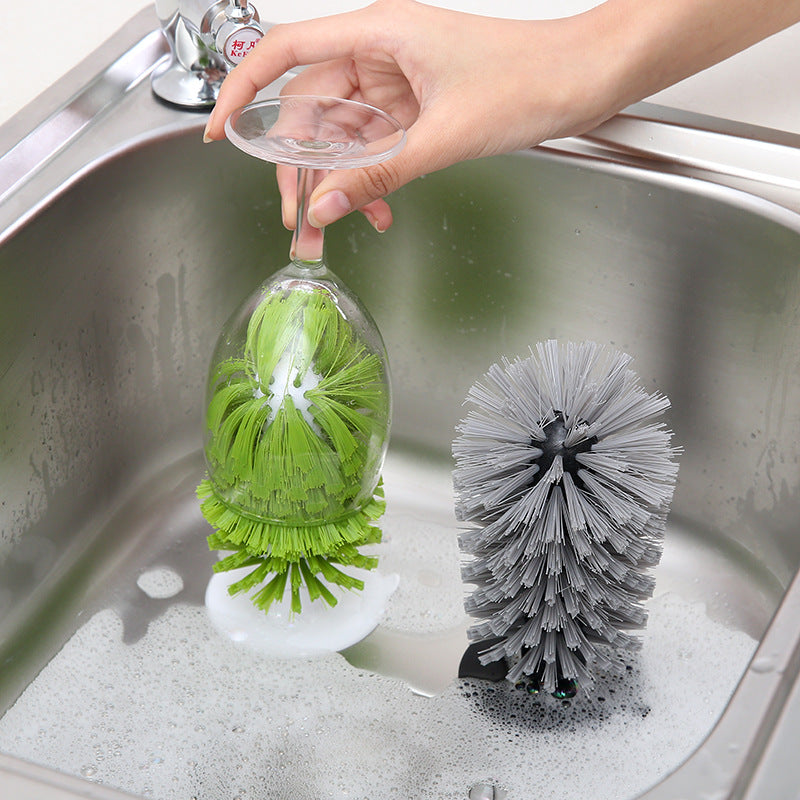 Suction Cup Glass Brush - Multifunctional Bottle & Cup Washer