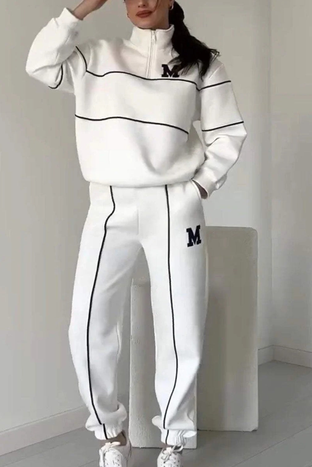 Women's 2 Piece Outfits Lounge Hoodless Pullover Sweatshirt Sweatsuit