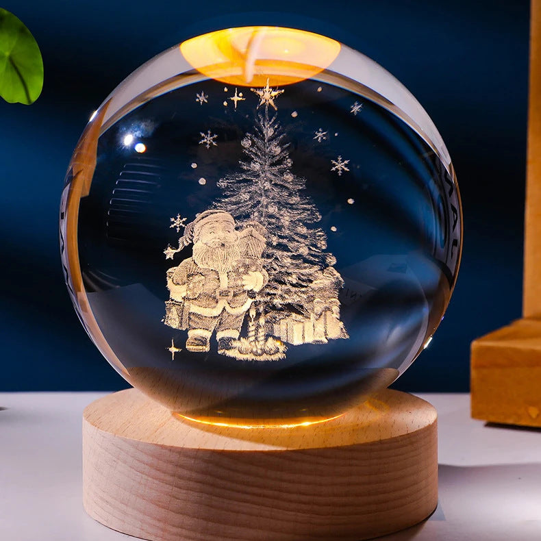 Starry Sky Planet Moon Crystal Ball Night Light - Galaxy Decor Lamp