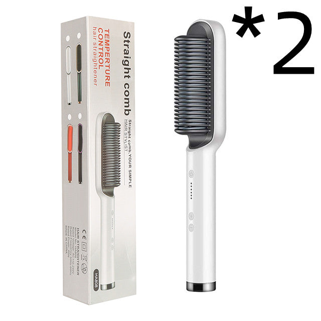 New 2-in-1 Hair Straightener Hot Comb Negative Ion Curling Tong