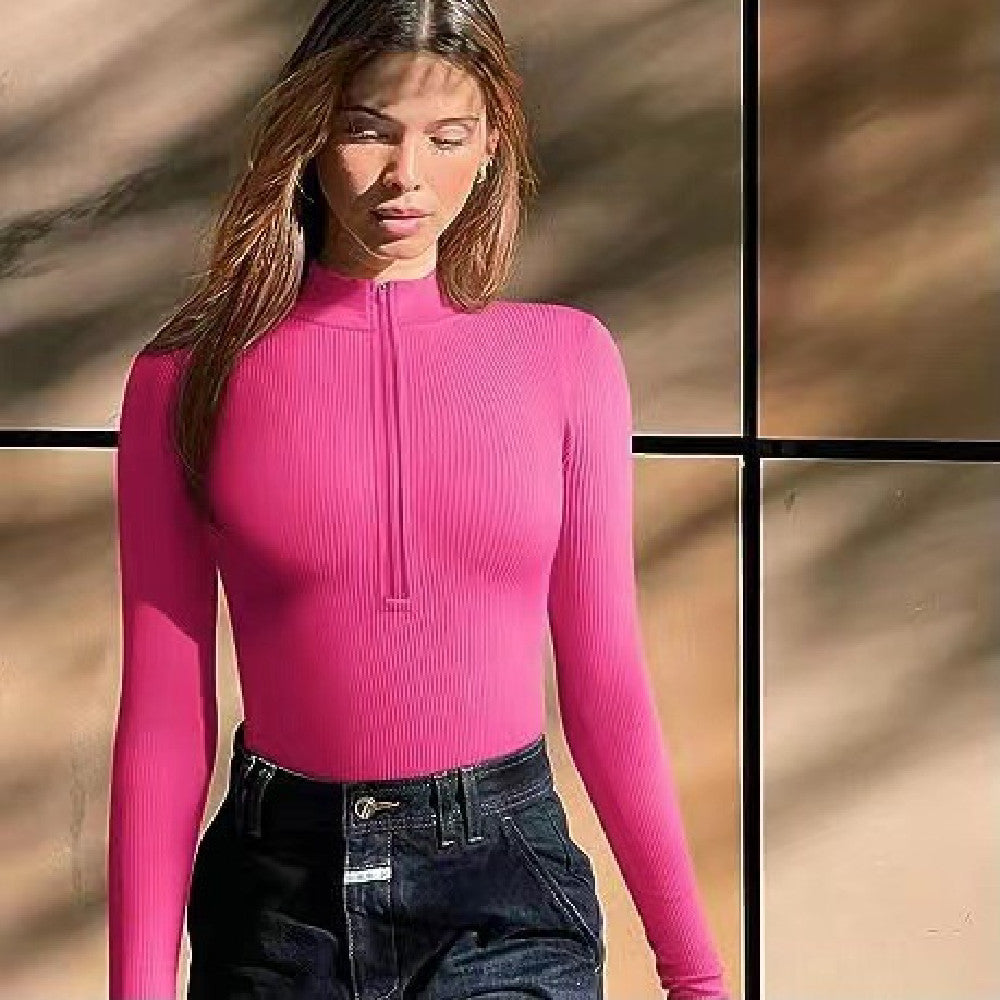 Fashion Long Sleeve Zipper Jumpsuit Seamless Slimming Shapewear