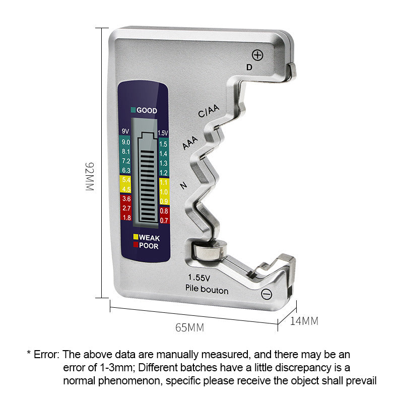 Universal Digital LCD Battery Tester - AA AAA 9V Checker