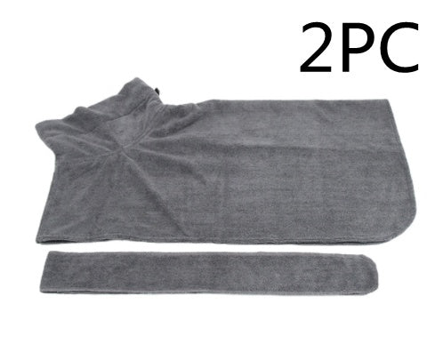 Absorbent Dog Bathrobe with Hood - Microfiber Waist-Wrap Drying Coat
