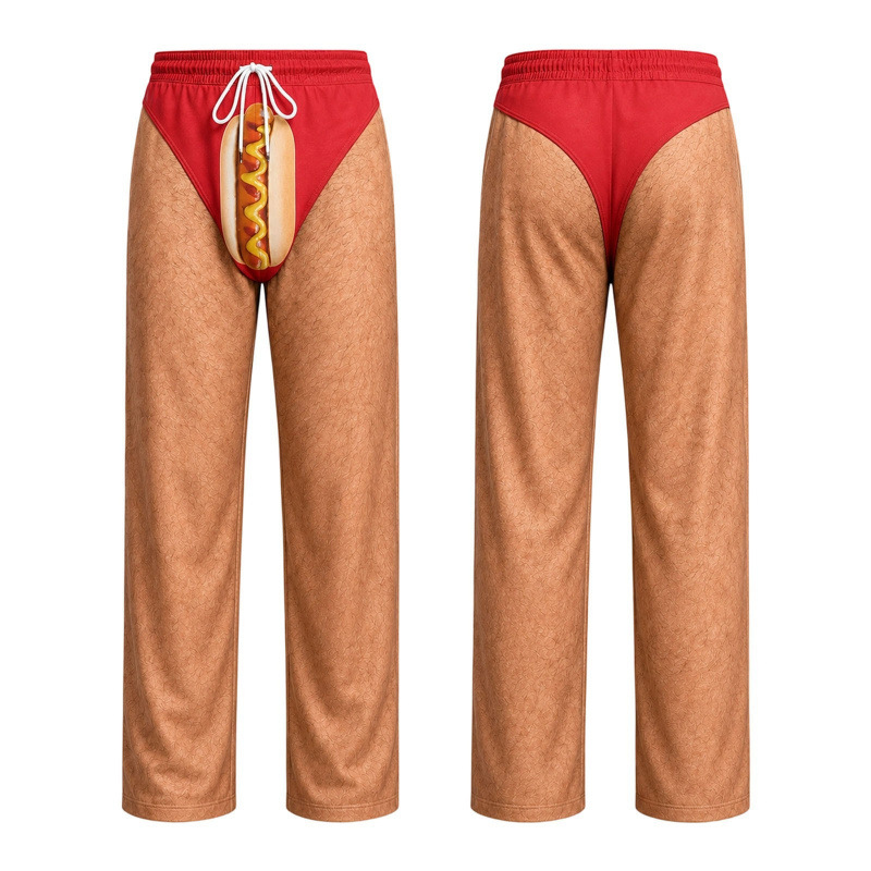 Unisex Funny 3D Thong Illusion Print Pants
