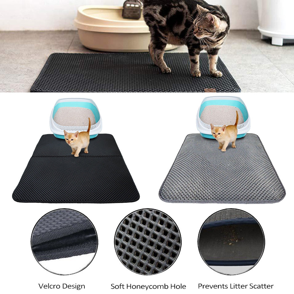Double Layer Cat Litter Mat - Waterproof Litter Trapping Mat, Easy to Clean
