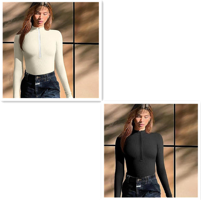 Fashion Long Sleeve Zipper Jumpsuit Seamless Slimming Shapewear