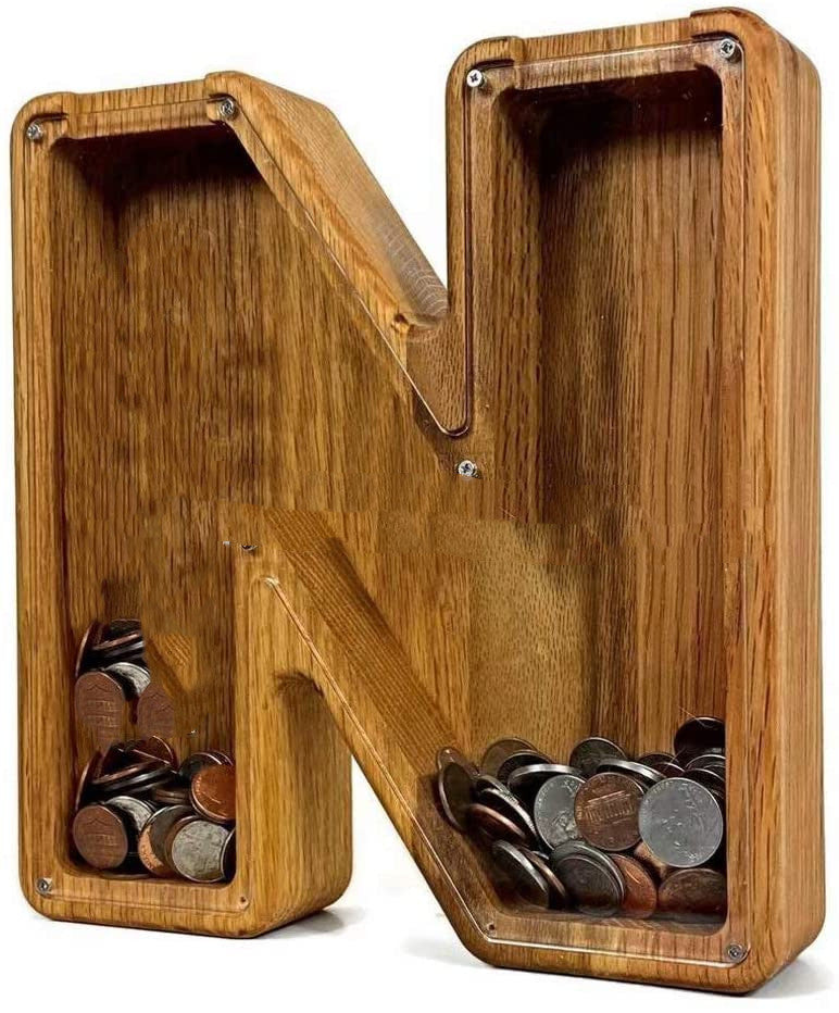 Wooden Letter Piggy Bank - Creative Alphabet Money Box
