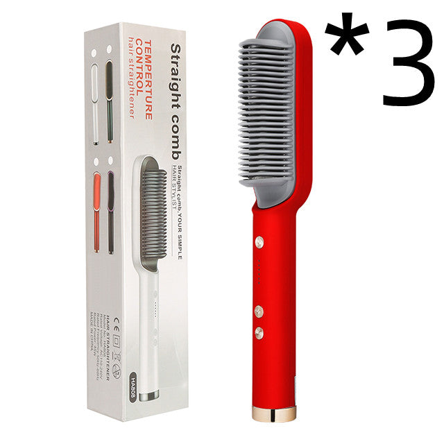 New 2-in-1 Hair Straightener Hot Comb Negative Ion Curling Tong