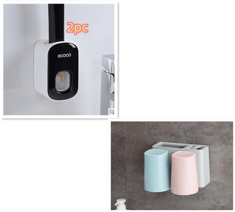 Wall-Mounted Toothbrush Holder and Toothpaste Dispenser