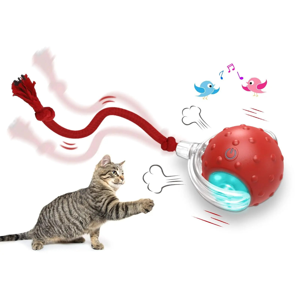 Automatic Rolling Cat Toy Ball - Smart Interactive Ball with Feather Tail