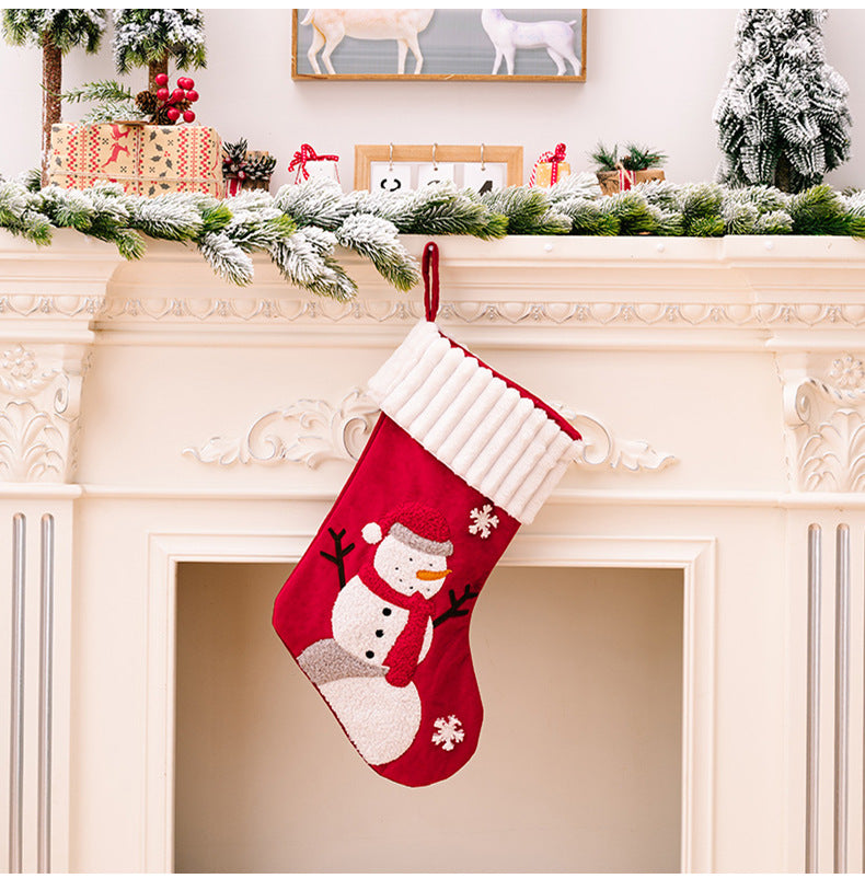 Christmas Decorations Gold Velvet Patch Stockings | Xmas Holiday Decor
