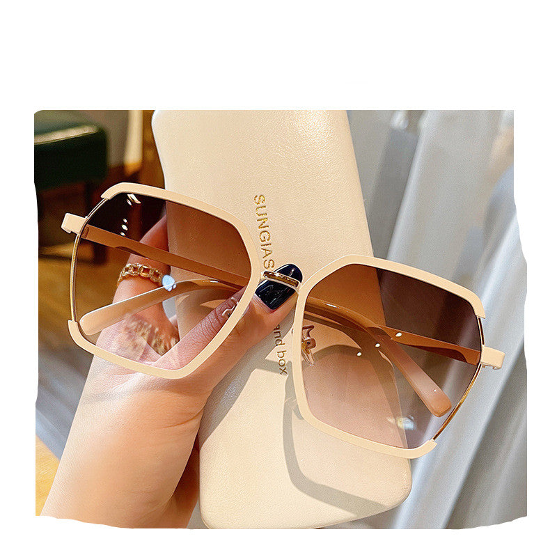 Vintage Half-Frame Sunglasses Summer Oversize Metal Square Eyewear