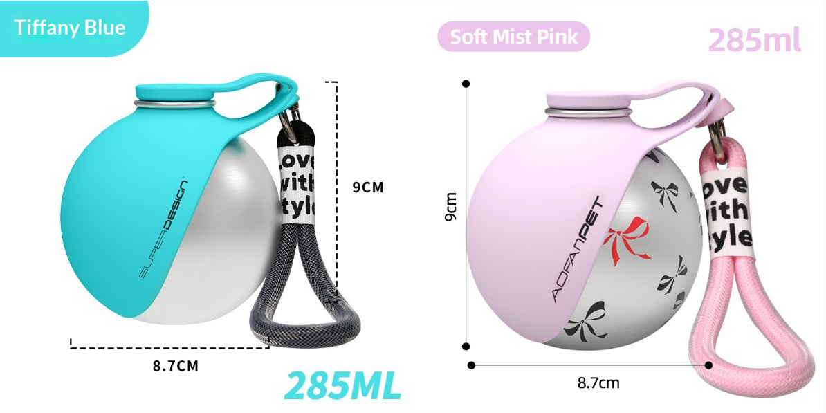 Stainless Steel Portable Dog Water Cup - Travel Pet Drinking Bottle with Bowl