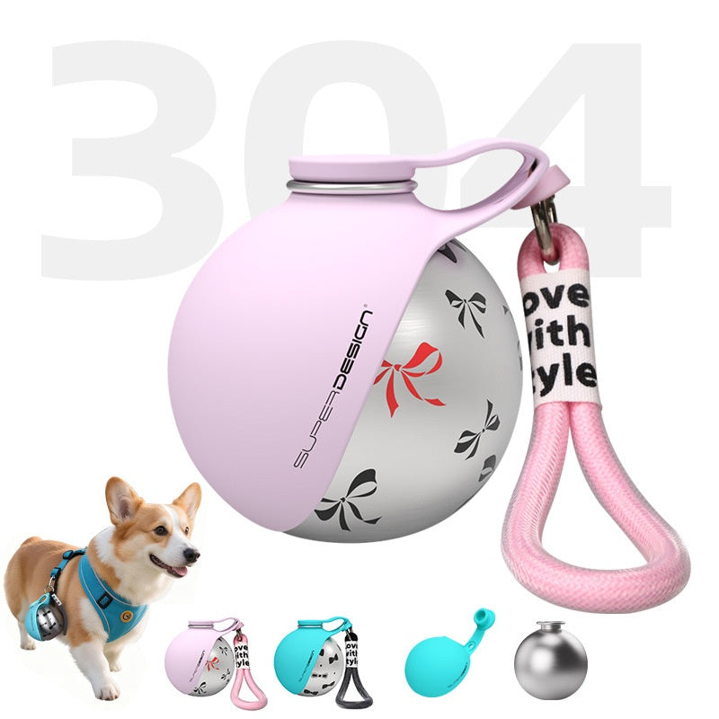 Stainless Steel Portable Dog Water Cup - Travel Pet Drinking Bottle with Bowl