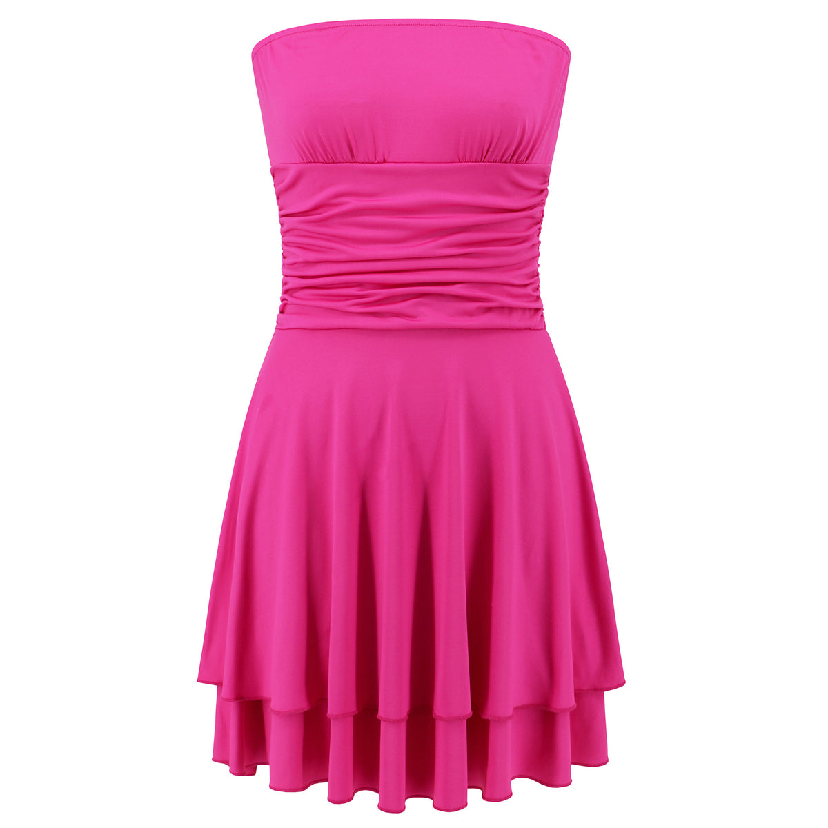 Summer Ruffles Tube Short Dress Fashion Solid Color Party Beach