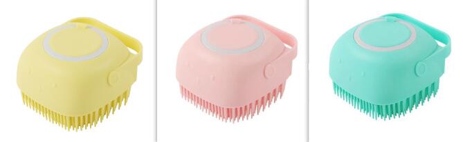 Silicone Dog Bath Brush with Shampoo Dispenser - Massage Grooming Scrubber