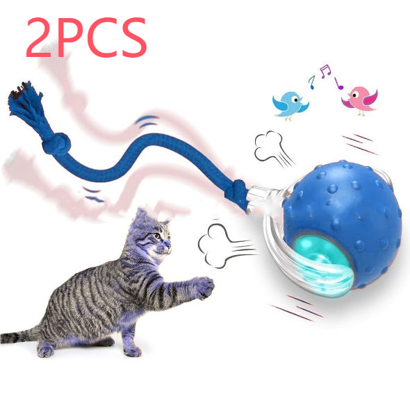 Automatic Rolling Cat Toy Ball - Smart Interactive Ball with Feather Tail