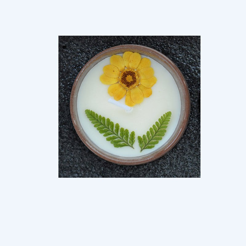 Ceramic Cup Scented Candle with Dried Flowers - Aromatherapy Gift