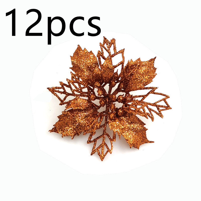 Christmas Glitter Artifical Flowers Tree Decorations for Home Fake