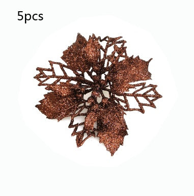 Christmas Glitter Artifical Flowers Tree Decorations for Home Fake