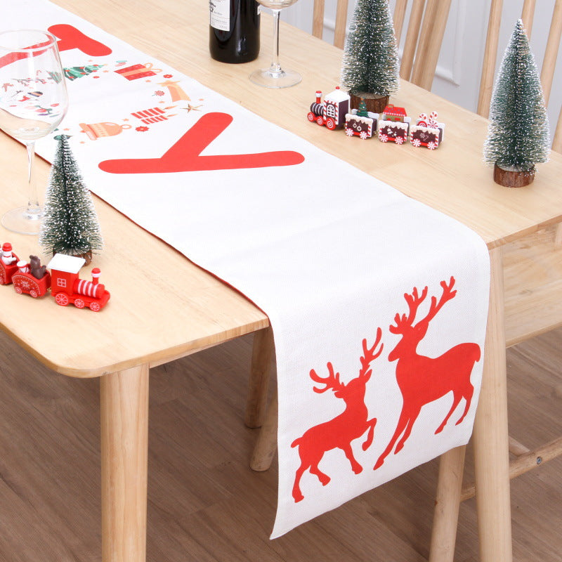 Christmas Table Flag Double Printing Snowman Mat | Xmas Holiday Decor