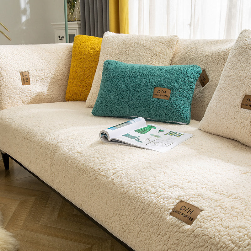 Modern Solid Color Winter Lambswool Sofa Cushion