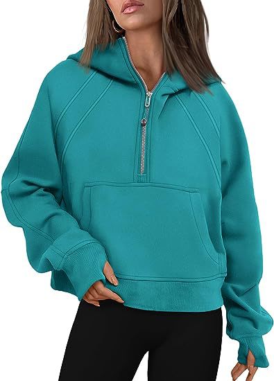 Zipper Hoodies Sweatshirts with Pocket Loose Sport Tops Long Sleeve