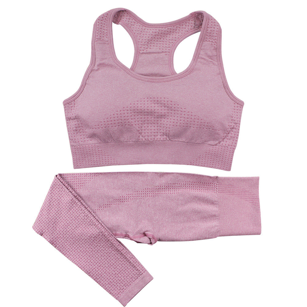 2PCS Seamless Yoga Set Women Tracksuit High Waist Leggings Workout