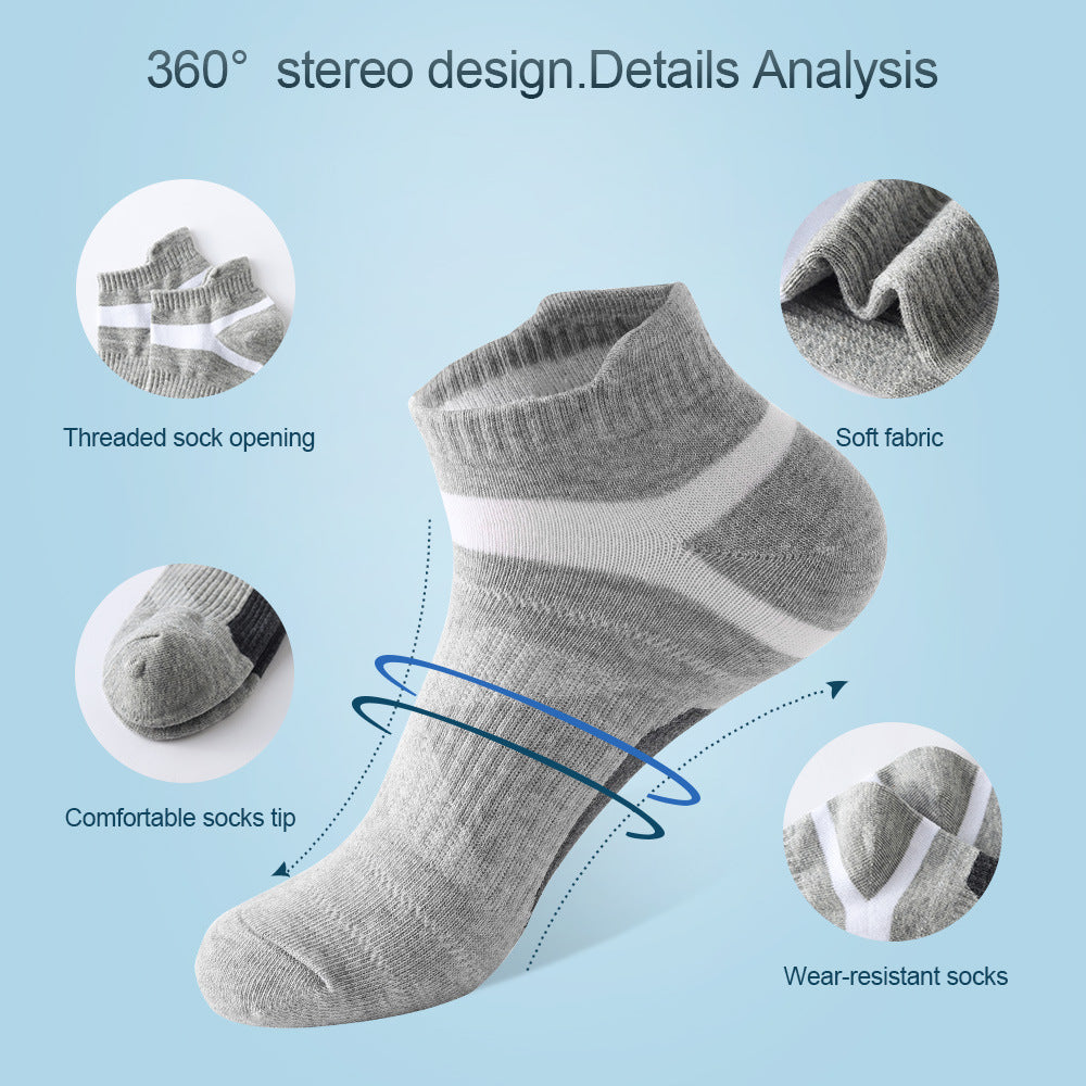 Men’s short cotton running socks with sweat-absorbing and deodorising properties in black, grey, dark grey, denim blue and coffee