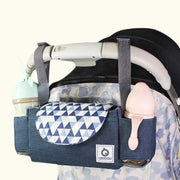 Medium multifunctional baby stroller organiser bag made from 300D cationic fabric with hanging straps and multiple colour options.