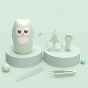 Newborn baby nail clipper set in a colourful animal-themed case, available in monkey, owl and pig designs.