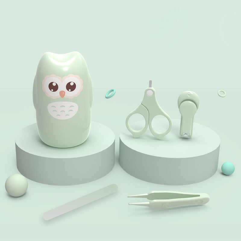 Newborn baby nail clipper set in a colourful animal-themed case, available in monkey, owl and pig designs.