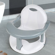Plastic baby bath seat with a supportive backrest, measuring 32 × 32 × 28 cm and available in several colours.