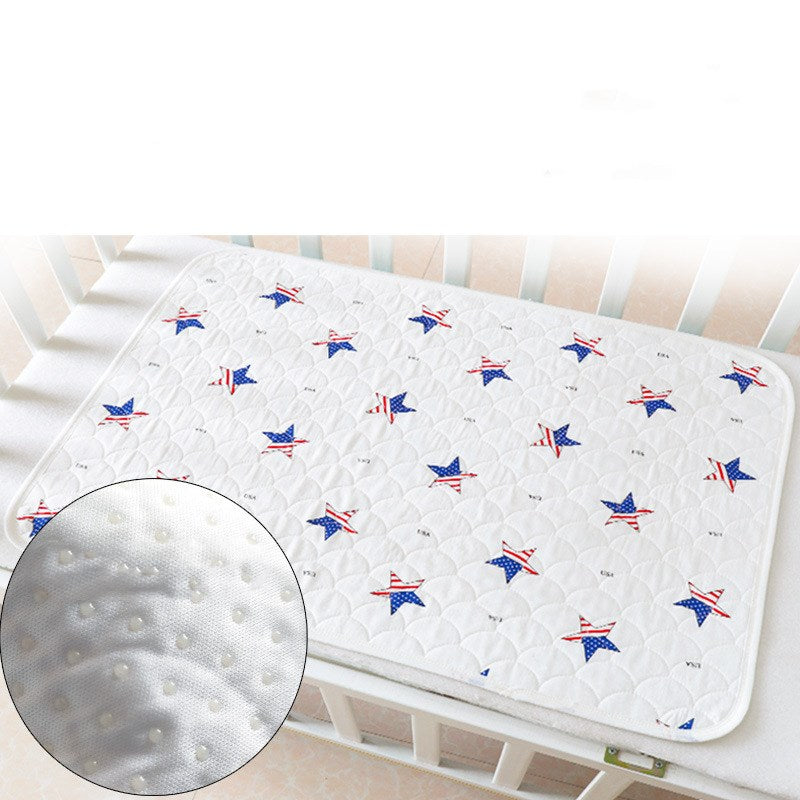 Light green pure cotton baby changing mat with a cloud print, available in four rectangular sizes.