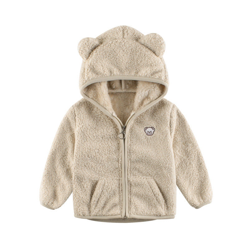 Soft-touch round-neck winter sweater for babies and children, available in five solid colours and sizes from 90 to 130 cm.