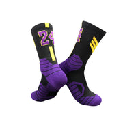 Superstar professional basketball sports socks for adults and children in flexible polyester, nylon and elastic fibre fabric